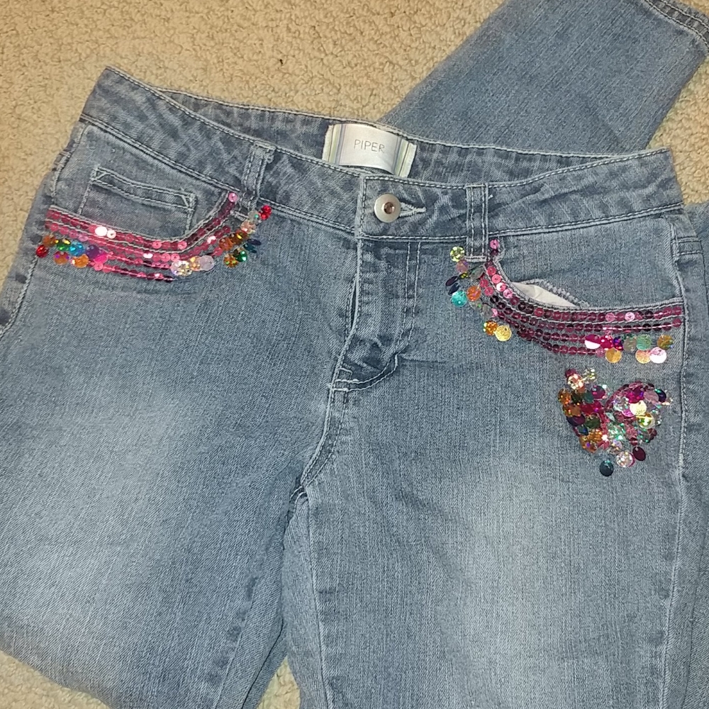 Girls Piper Jeans With Sequins 14